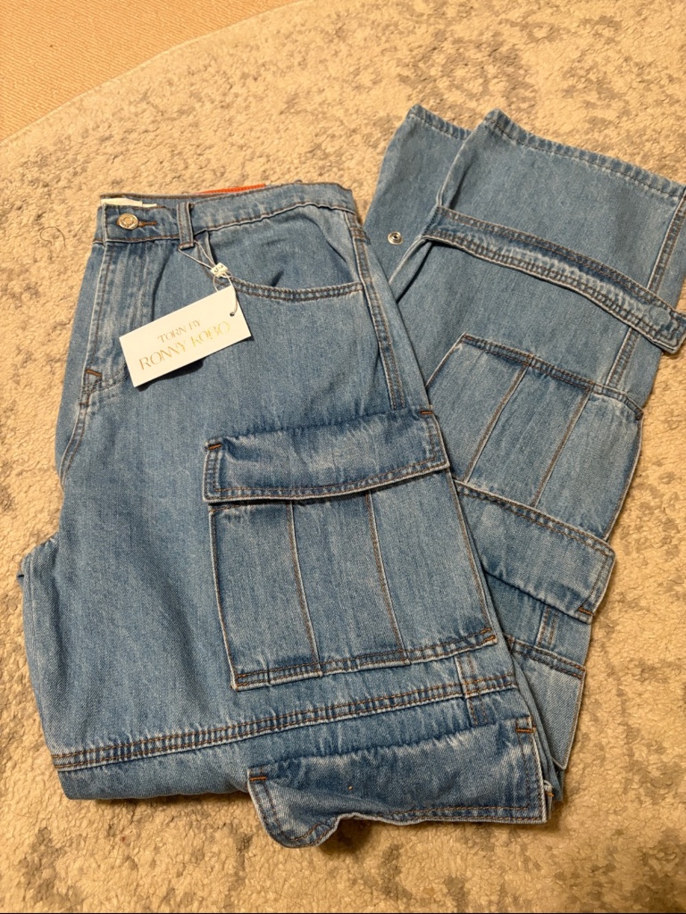 Torn by Robby kobo  Blue Cargo Jeans nwt